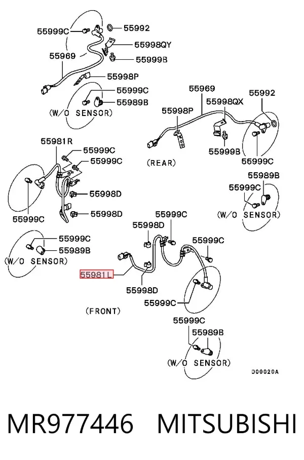 Датчик АБС (ABS) передний левый MR977446 Mitsubishi