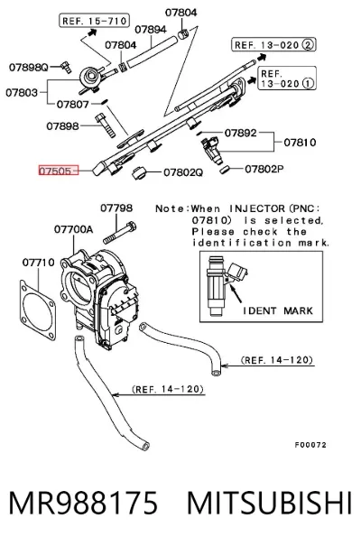 Распределитель топлива (рампа) MITSUBISHI MR988175