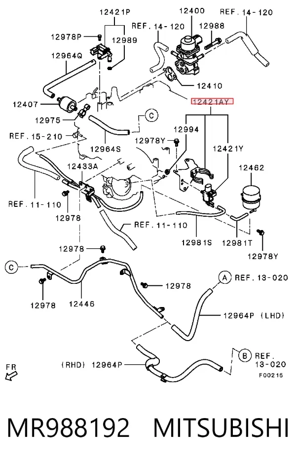 Клапан преобразователь давления наддува (соленоид) MR988192 Mitsubishi