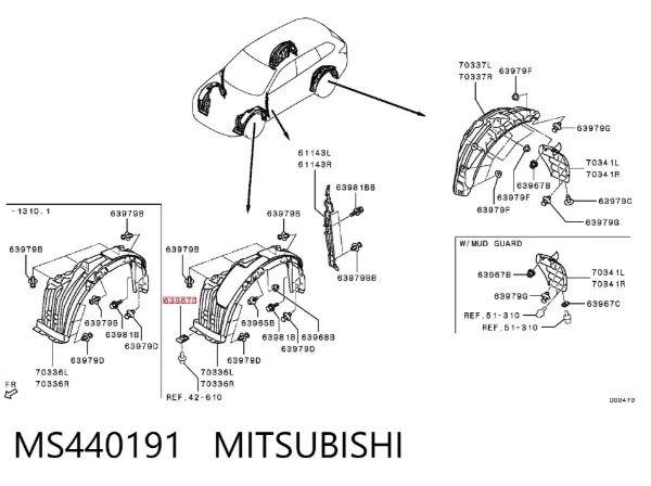 Пистон крепления переднего бампера MS440191 Mitsubishi