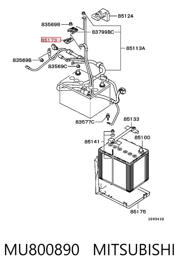 Клема аккумулятора MU800890 Mitsubishi