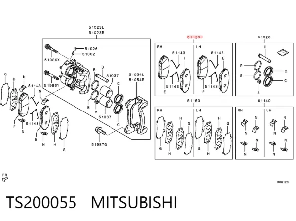 Передние тормозные колодки TS200055 Mitsubishi