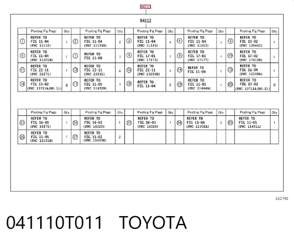 Комплект прокладок 041110T011 Toyota