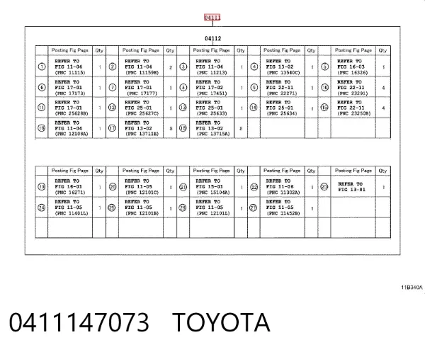 Комплект прокладок 0411147073 Toyota