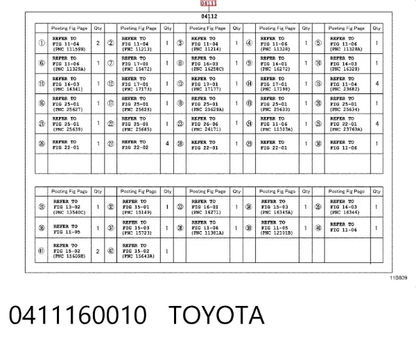 Комплект прокладок 0411160010 Toyota