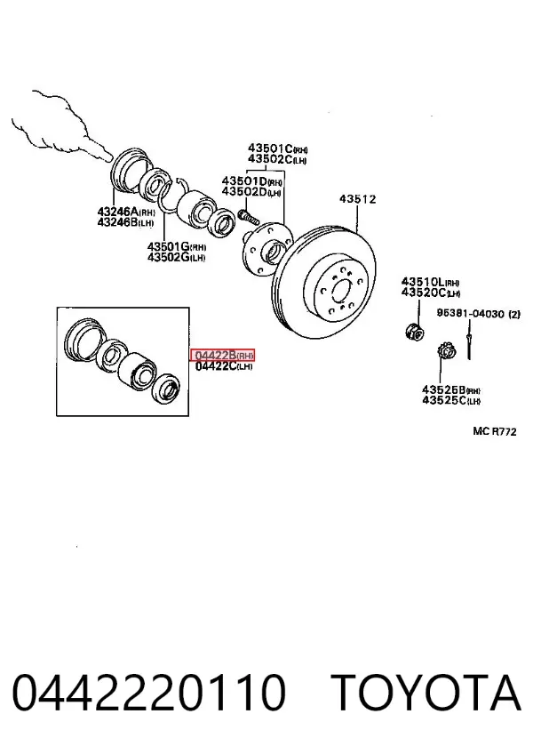 Сальник передней ступицы 0442220110 Toyota