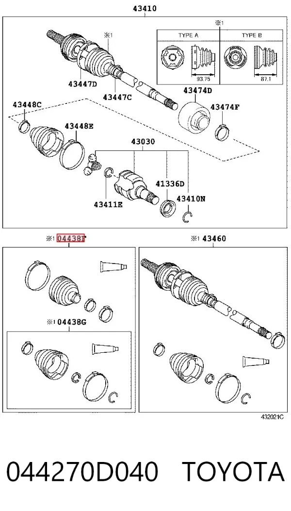 Пыльник ШРУСа наружный 044270D040 Toyota