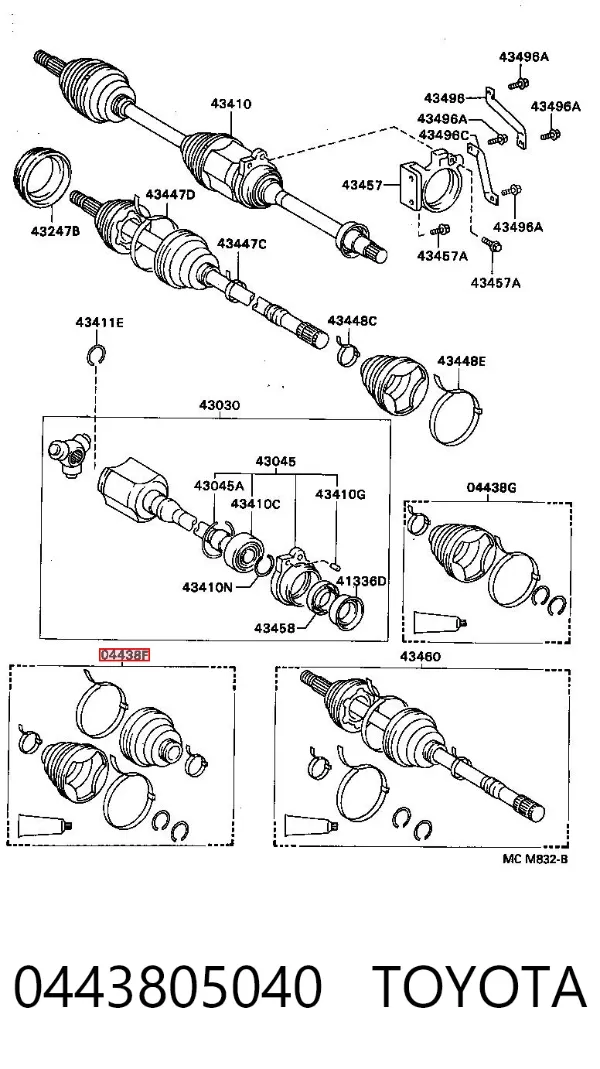 Пыльник ШРУСа наружный левый 0443805040 Toyota