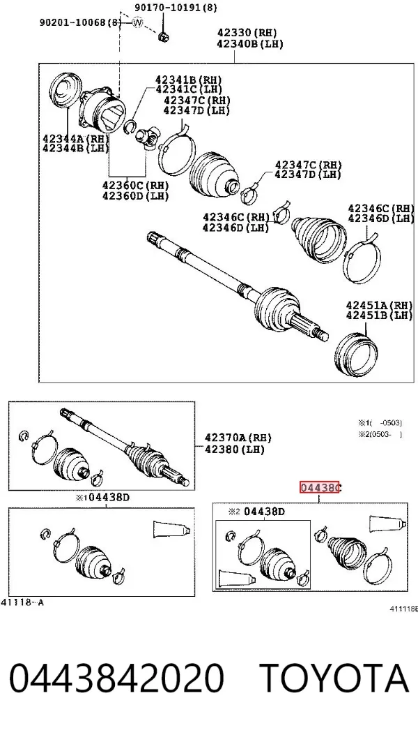 Пыльник ШРУСа наружный 0443842020 Toyota