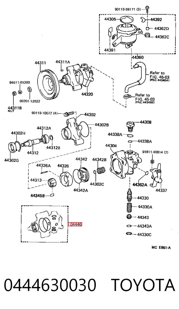 Ремкомплект насоса ГУР 0444630030 Toyota