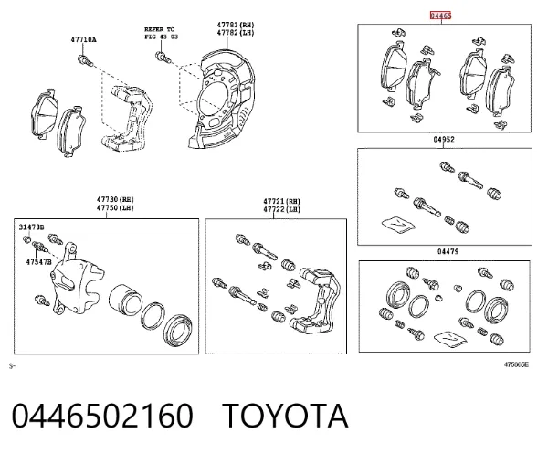 Передние тормозные колодки 0446502160 Toyota