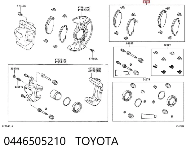 Передние тормозные колодки 0446505210 Toyota
