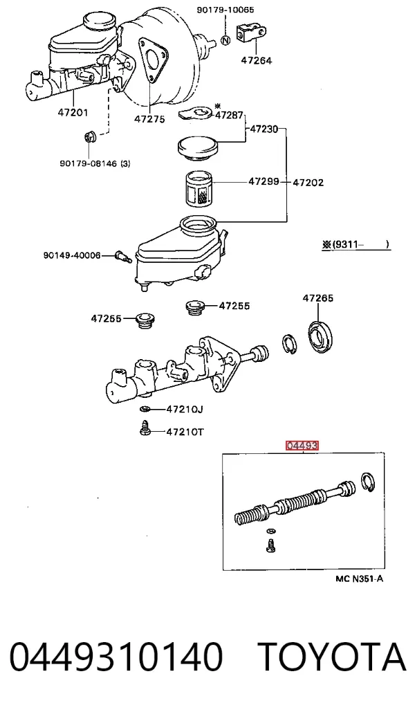 Ремкомплект тормозного цилиндра 0449310140 Toyota