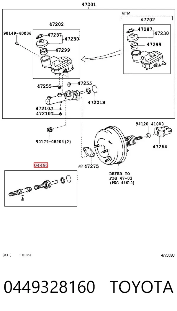 Ремкомплект тормозного цилиндра 0449328160 Toyota