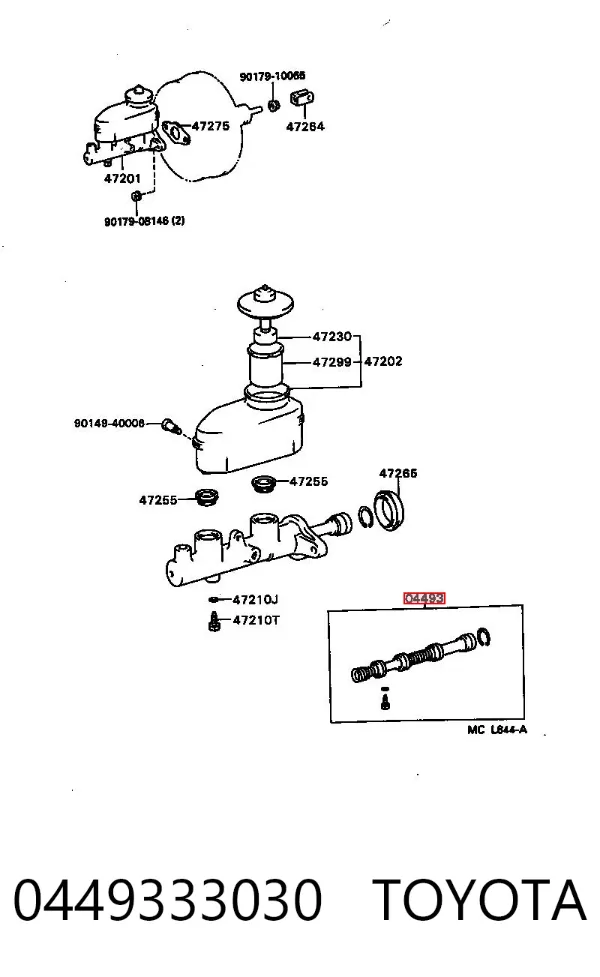 Ремкомплект тормозного цилиндра 0449333030 Toyota