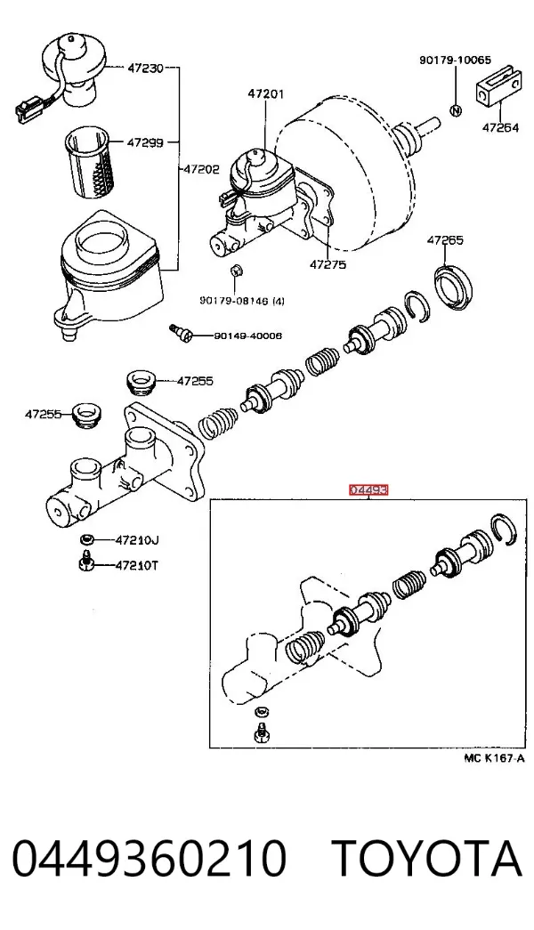 Ремкомплект тормозного цилиндра 0449360210 Toyota