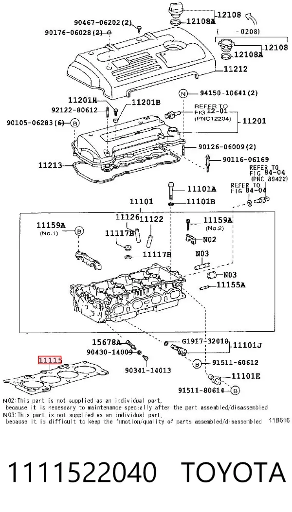 Прокладка ГБЦ 1111522040 Toyota
