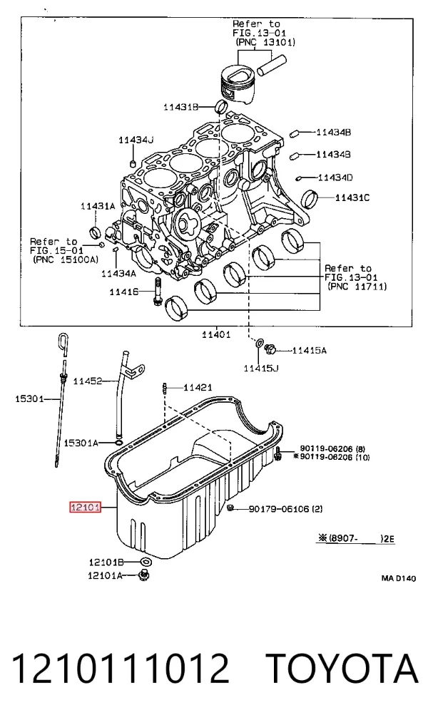 Поддон двигателя 1210111012 Toyota