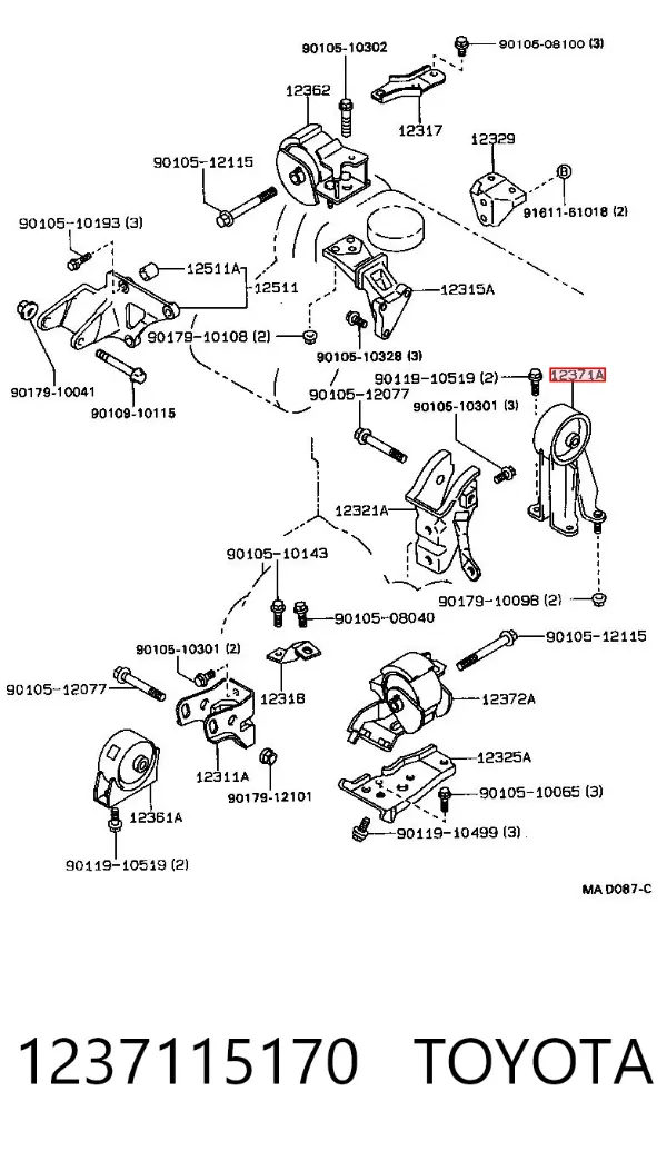 Задняя опора двигателя 1237115170 Toyota
