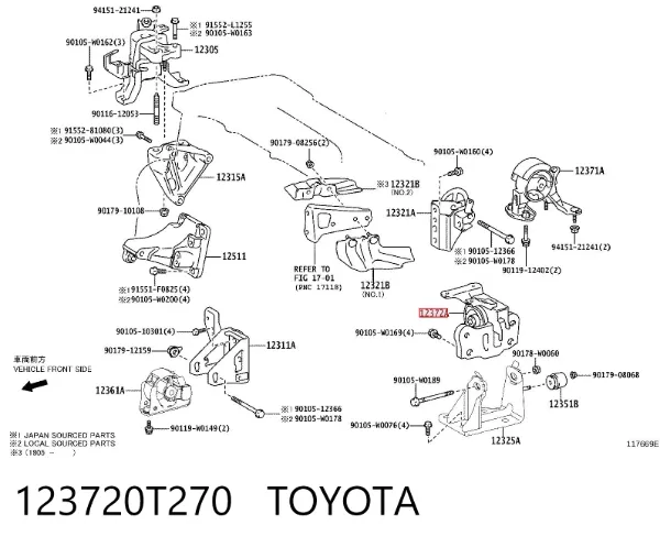 Левая подушка двигателя 123720T270 Toyota