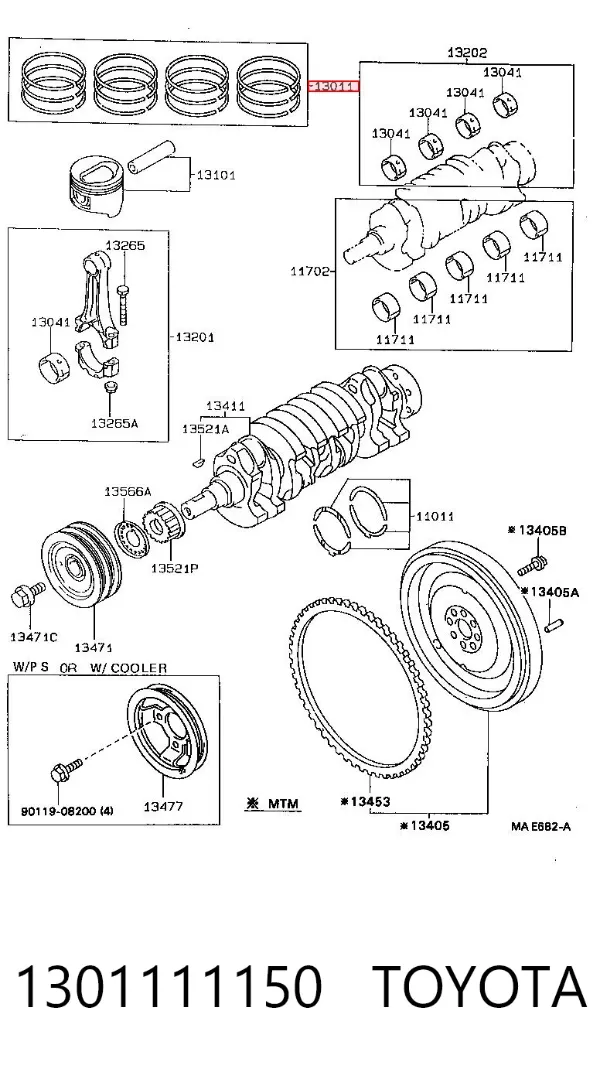 Кольца поршневые 1301111150 Toyota