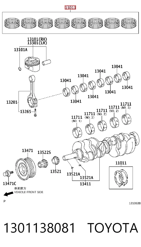 Кольца поршневые 1301138081 Toyota