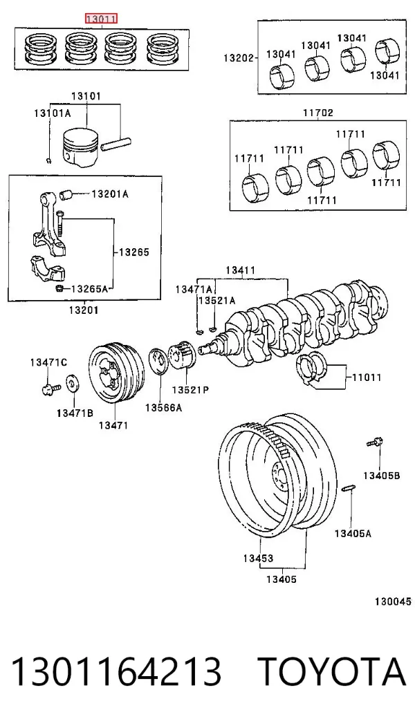 Кольца поршневые 28029STD Riken