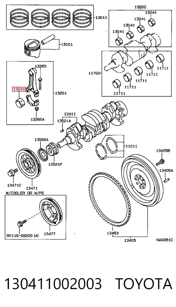 Вкладыши шатунные 130411002003 Toyota
