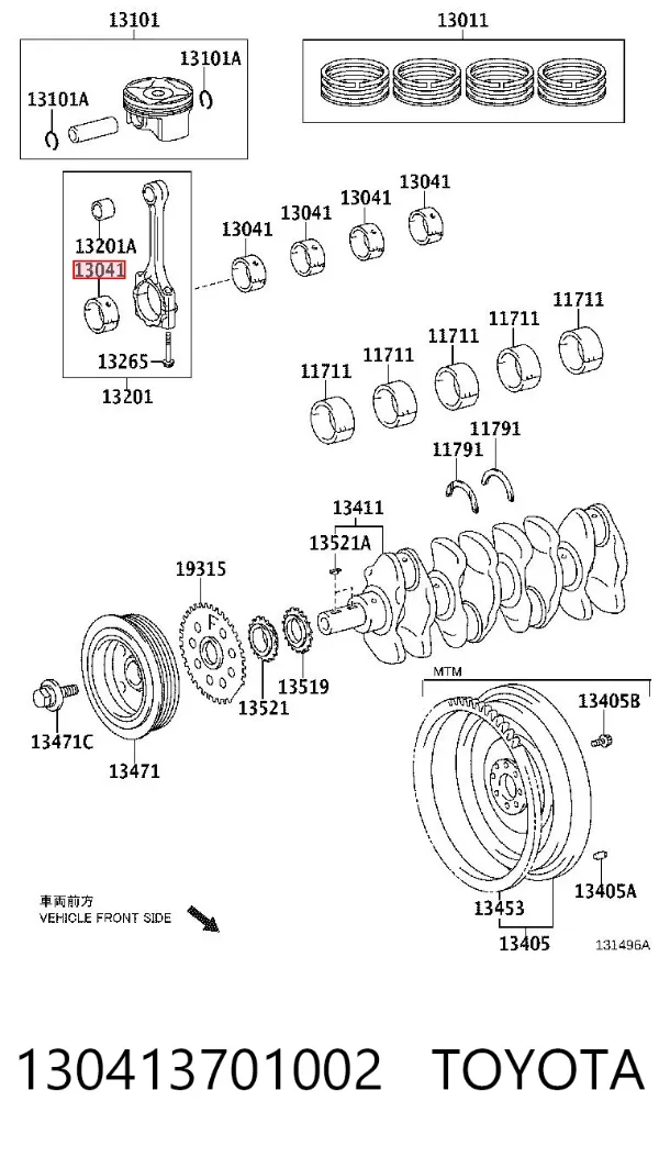 Вкладыши шатунные 130413701002 Toyota