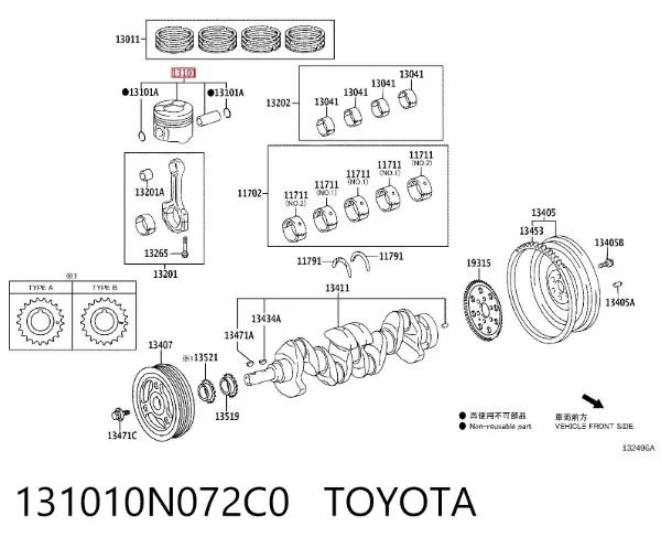 Поршень с пальцем без колец, STD 131010N072C0 Toyota