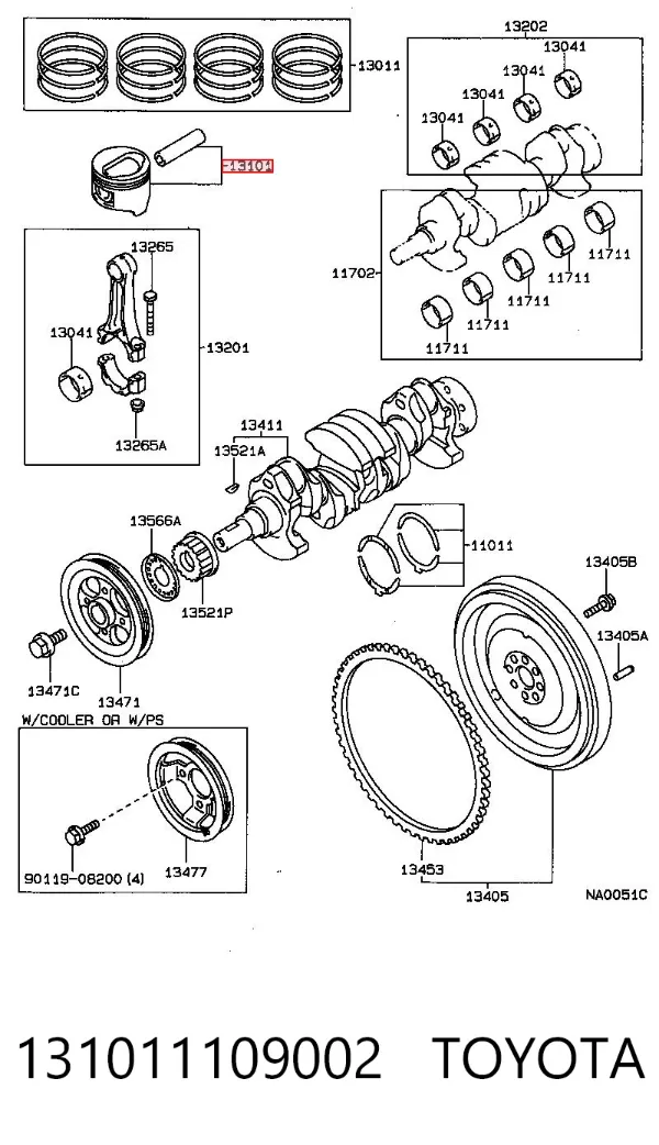 Поршень с пальцем без колец, STD 131011109002 Toyota