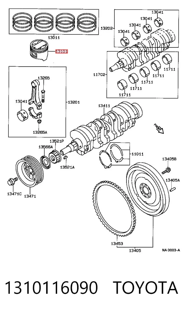Поршень на 1 цилиндр 1310116090 Toyota