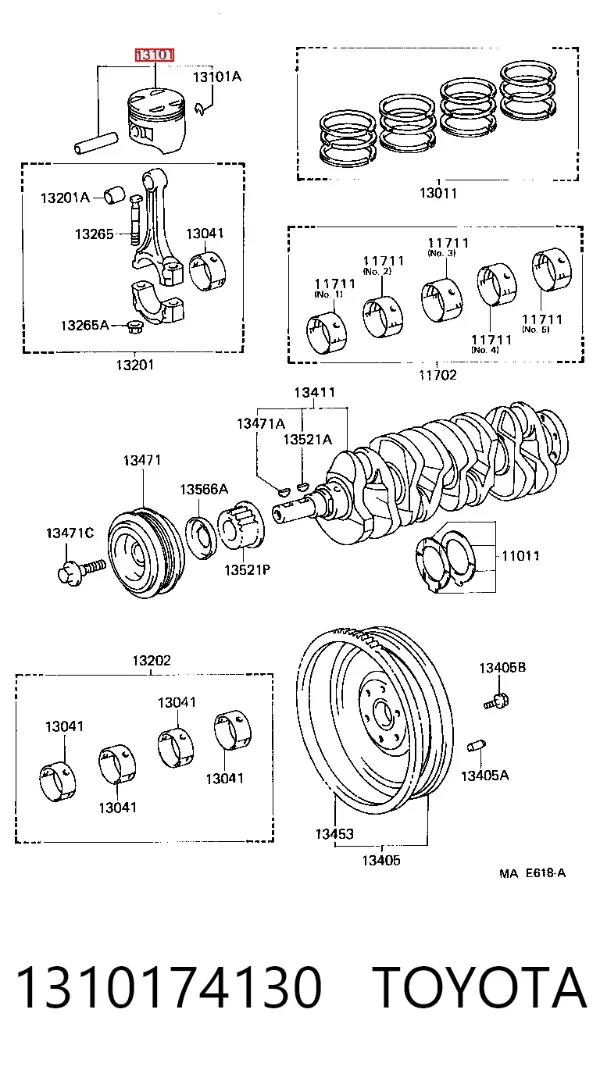Поршень с пальцем без колец, STD 1310174130 Toyota