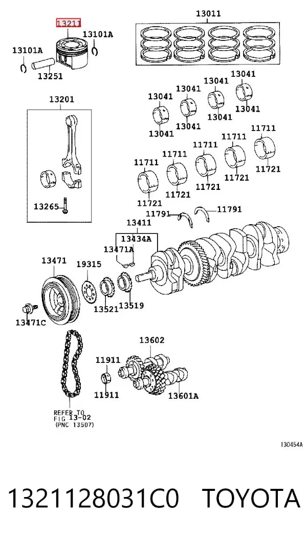 Поршень с пальцем без колец, STD 1321128031C0 Toyota