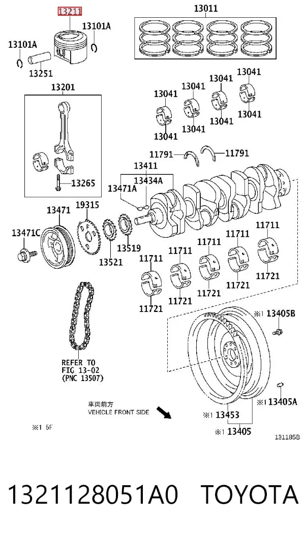 Поршень с пальцем без колец, STD 1321128051A0 Toyota
