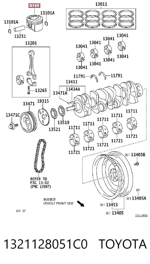 Поршень с пальцем без колец, STD 1321128051C0 Toyota