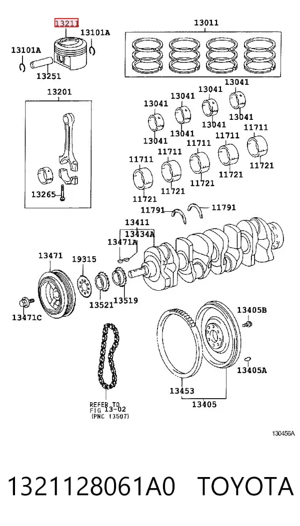 Поршень с пальцем без колец, STD 1321128061A0 Toyota
