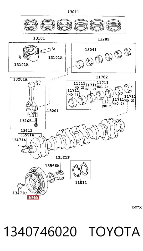 Шкив коленвала 1340746020 Toyota