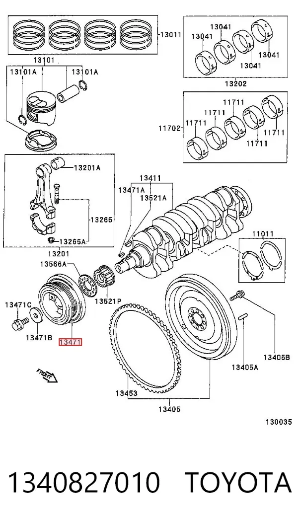 Шкив коленвала 1340827010 Toyota