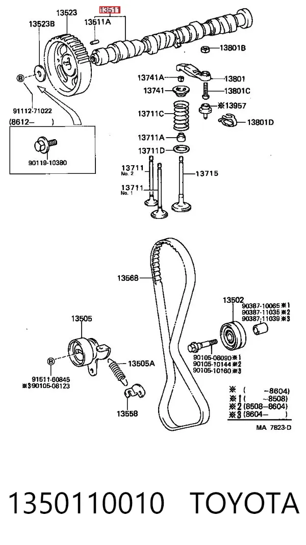 Распредвал 1350110010 Toyota