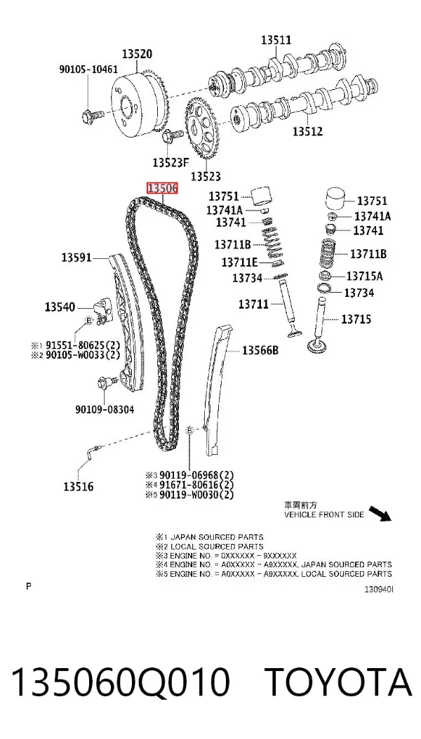 Цепь ГРМ 135060Q010 Toyota