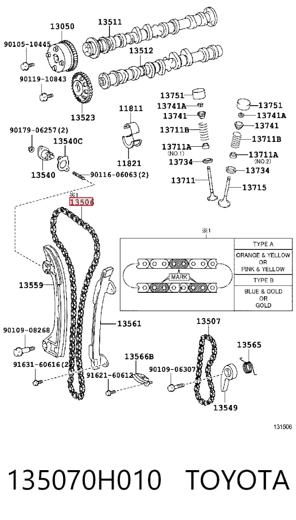 Цепь ГРМ 135070H010 Toyota