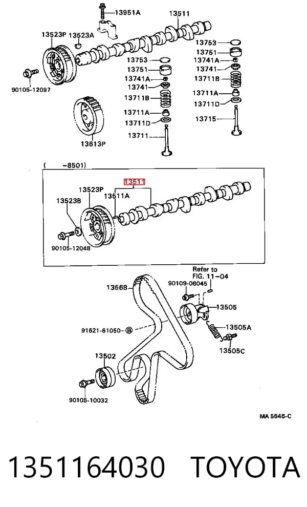 Распредвал 1351164030 Toyota