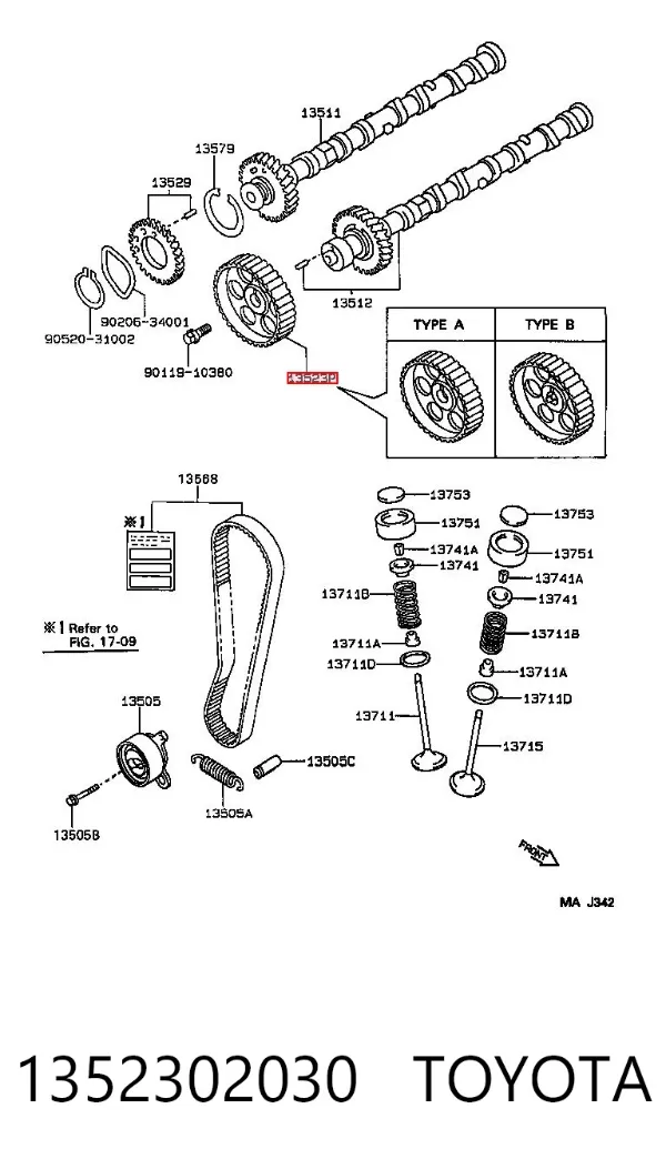 Шестерня распредвала 1352302030 Toyota