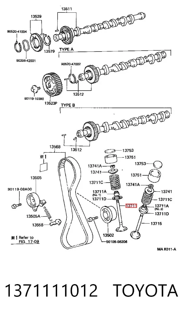 Впускной клапан 1371111012 Toyota