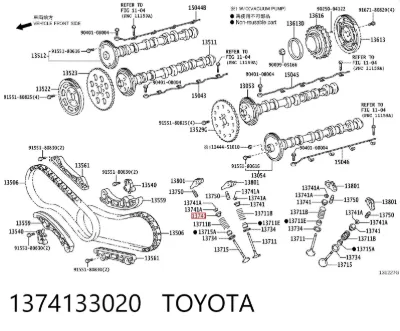 Сухарь клапана TOYOTA 1374133020