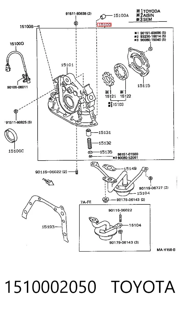 Масляный насос 1510002050 Toyota