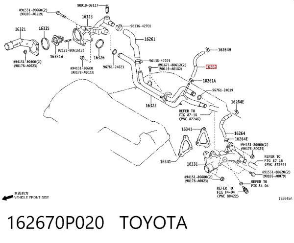 Патрубок радиатора 162670P020 Toyota