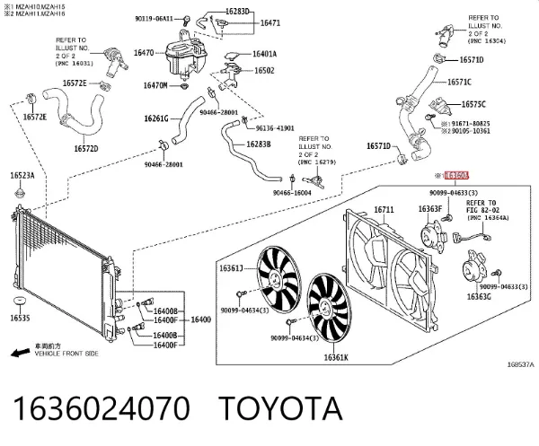Диффузор вентилятора в сборе с мотором и крыльчаткой 1636024070 Toyota