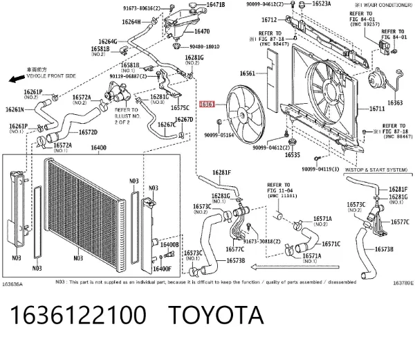 Крыльчатка радиатора охлаждения 1636122100 Toyota